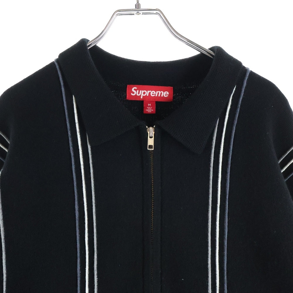 SUPREME(シュプリーム) 25AW Stripe Zip Up Polo Sweater ストライプジップポロ ニットシャツ ストライプ ブラック