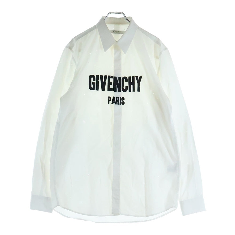 GIVENCHY(ジバンシィ) 16SS ブランドロゴ ダメージ加工 ブロード 長袖シャツ 16S-6038-697 ホワイト