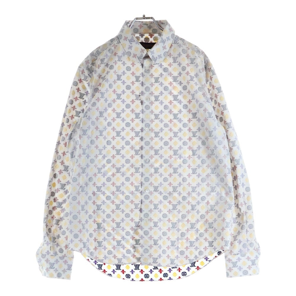 LOUIS VUITTON(ルイヴィトン) 20AW モノグラム 総柄 ジャガード 長袖シャツ RM202Q UTJ HJS41W ホワイト マルチカラー