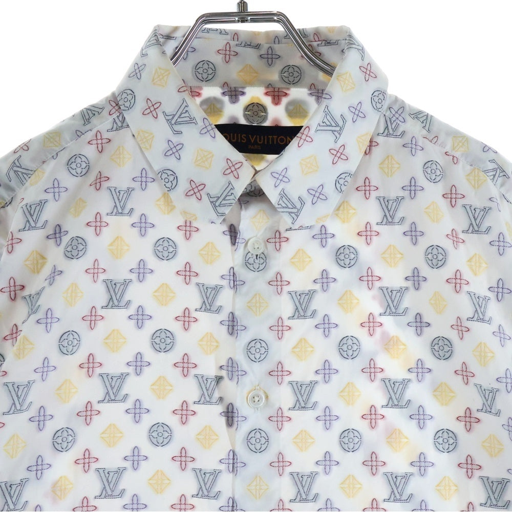 LOUIS VUITTON(ルイヴィトン) 20AW モノグラム 総柄 ジャガード 長袖シャツ RM202Q UTJ HJS41W ホワイト マルチカラー