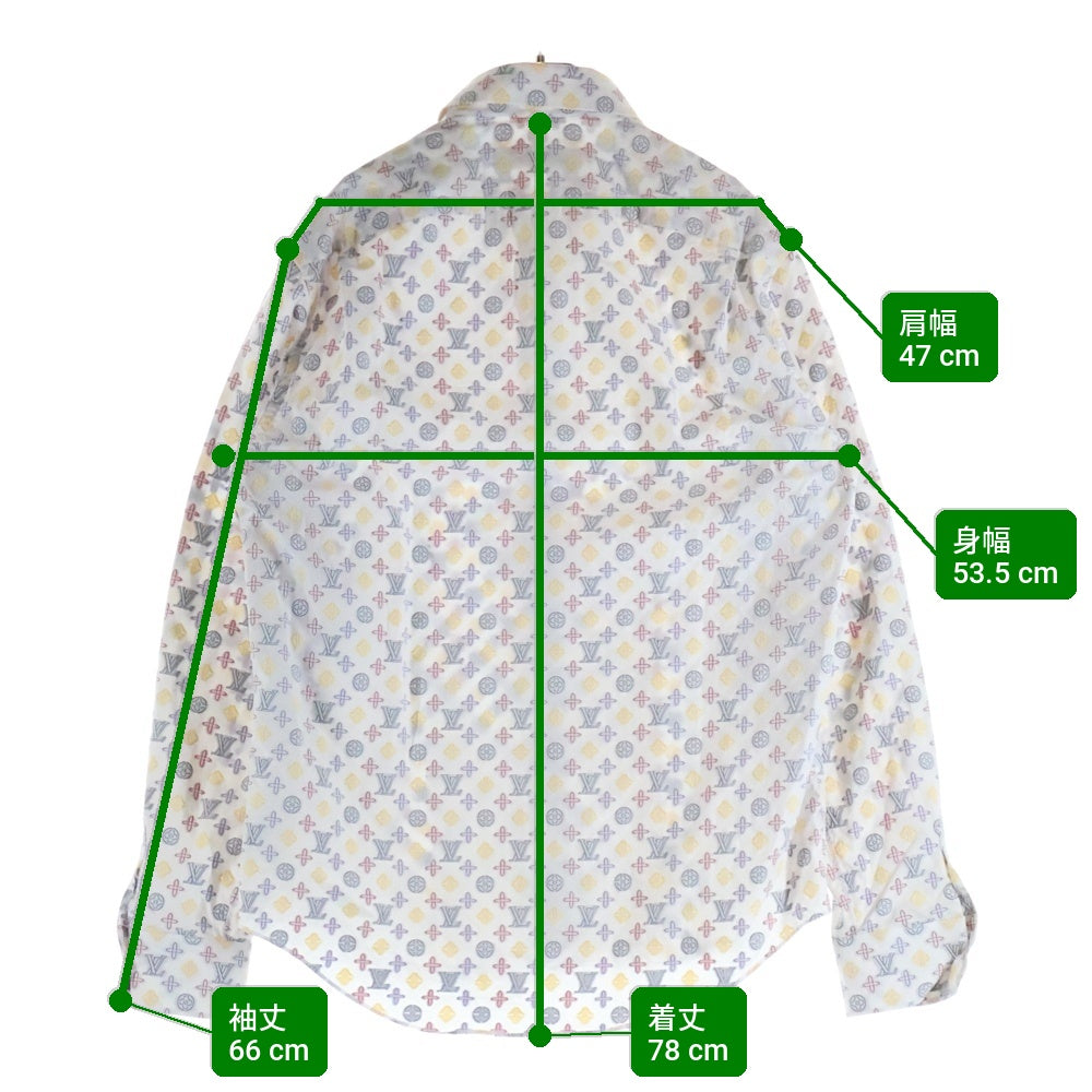 LOUIS VUITTON(ルイヴィトン) 20AW モノグラム 総柄 ジャガード 長袖シャツ RM202Q UTJ HJS41W ホワイト マルチカラー
