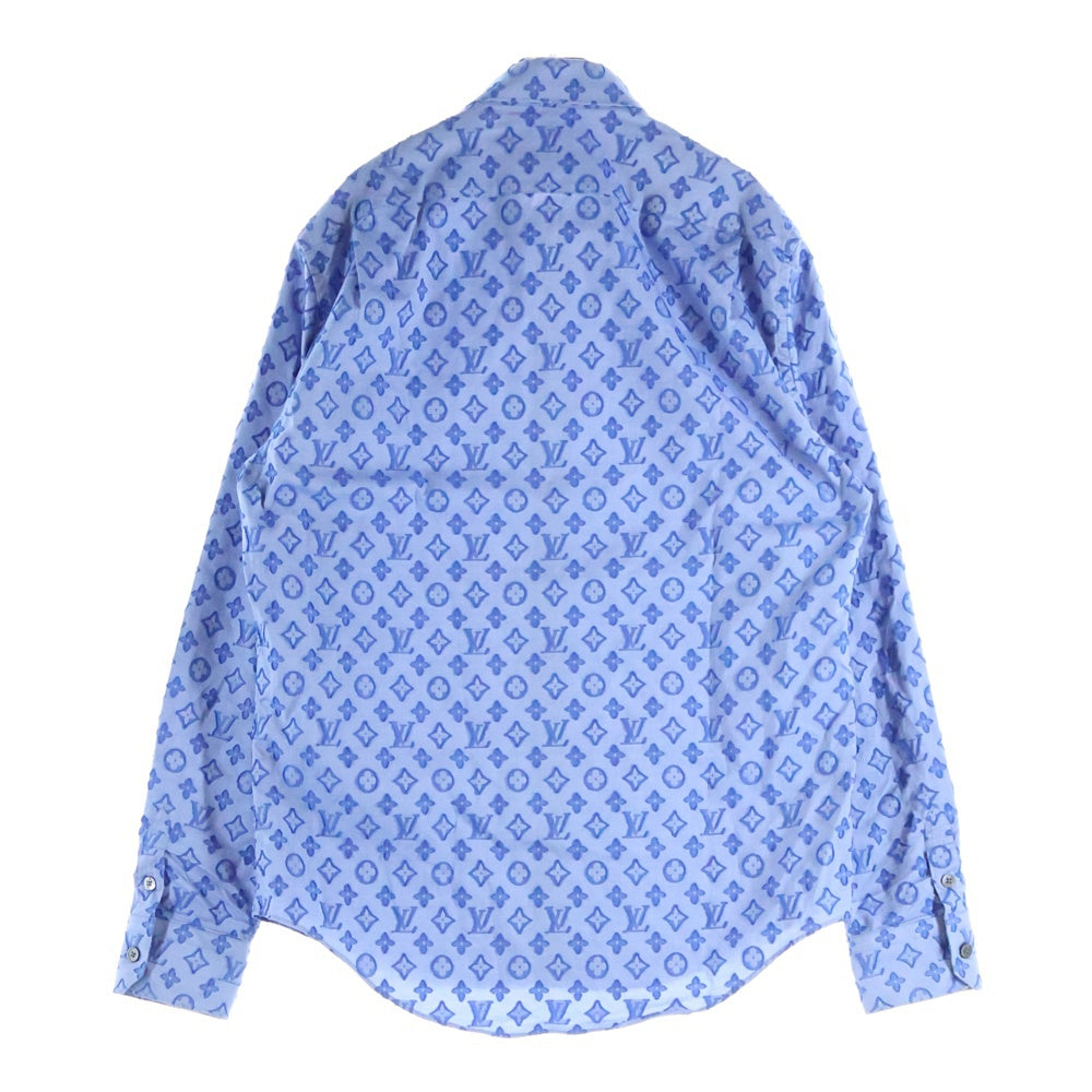 LOUIS VUITTON(ルイヴィトン) 21AW モノグラム 総柄 ジャガード シャンブレーシャツ RM212Q DO7 HLS51W 長袖シャツ ブルー