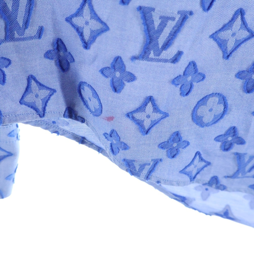 LOUIS VUITTON(ルイヴィトン) 21AW モノグラム 総柄 ジャガード シャンブレーシャツ RM212Q DO7 HLS51W 長袖シャツ ブルー