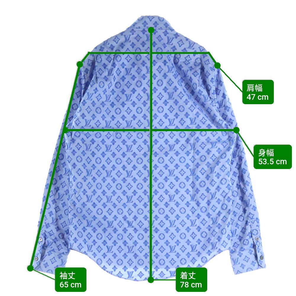 LOUIS VUITTON(ルイヴィトン) 21AW モノグラム 総柄 ジャガード シャンブレーシャツ RM212Q DO7 HLS51W 長袖シャツ ブルー