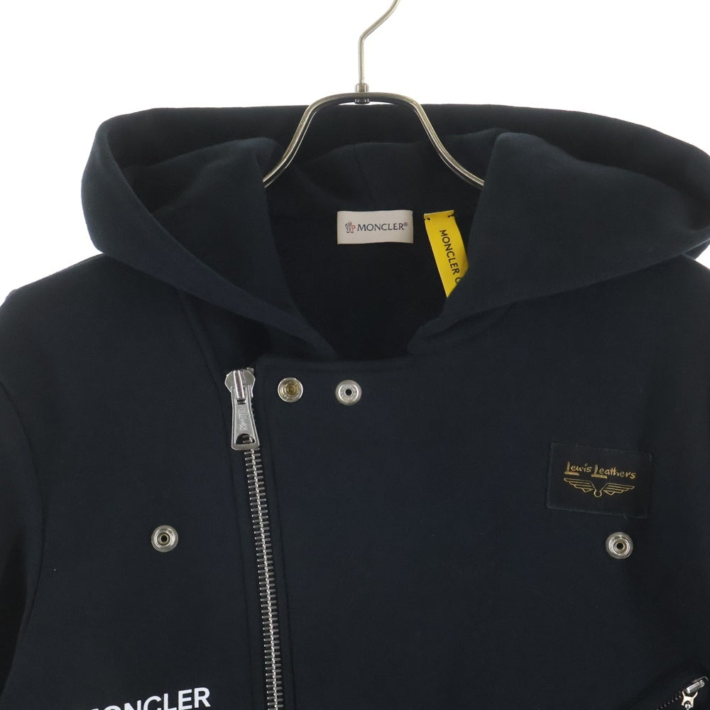 MONCLER(モンクレール) ×FRAGMENT DESIIGN ×LEWIS LEATHERS SWEAT RIDERS JACKET C-SCOM-21-3237/G209U8G00012 ライダースジャケット スウェット ブラック