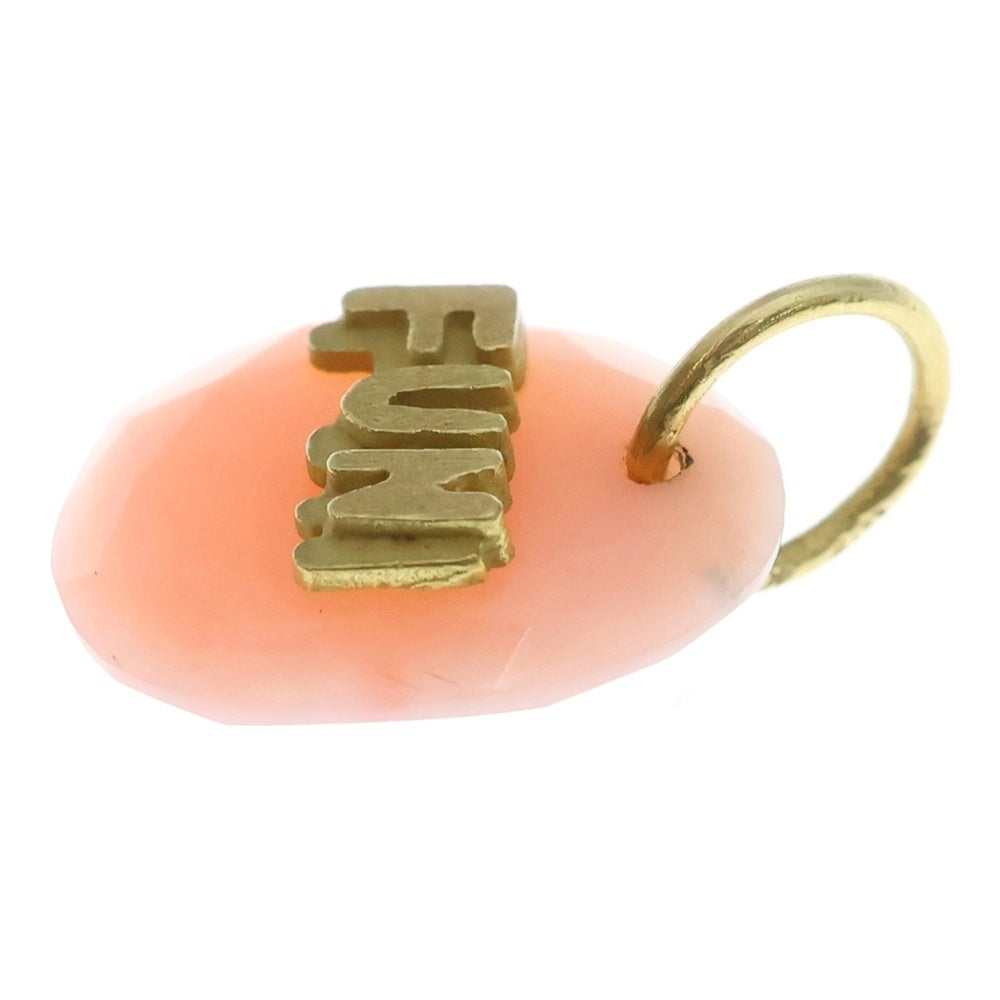 NO BRAND(ノーブランド) STONES STONE ZOO K18YG FUN フォントチャーム ネックレストップペンダントピンクオパール ピンク/ゴールド レディース