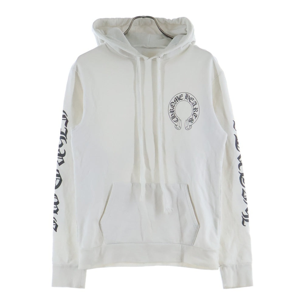 CHROME HEARTS(クロムハーツ) ×MATTY BOY Chomper チョンパー ホースシュー アームロゴ 袖プリント プルオーバーパーカー ホワイト