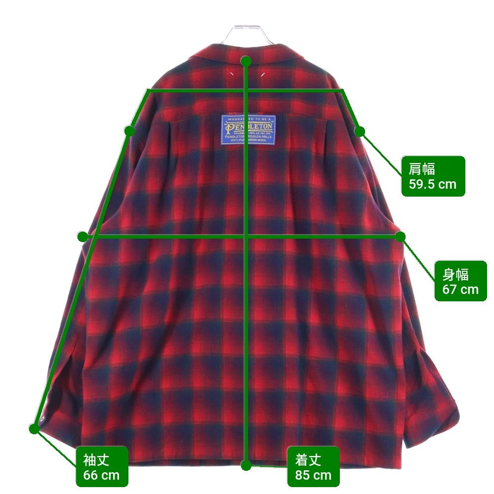 Maison Margiela(メゾンマルジェラ) ×PENDLETON 23AW オーバーサイズ チェックシャツ S67DT0010 レッド/ブラック