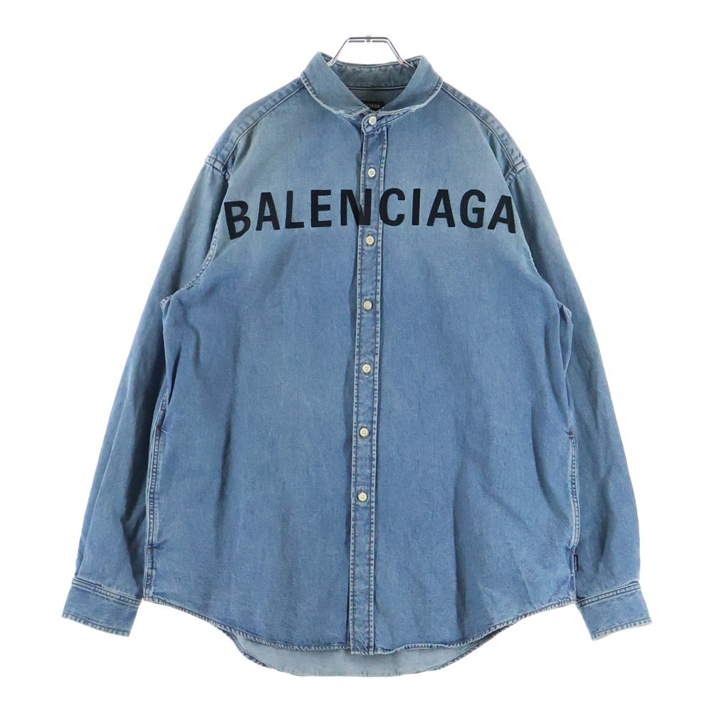 BALENCIAGA(バレンシアガ) 20SS ウォッシュ加工 ロゴ刺繍 デニムシャツ 600280 TYE24 インディゴ