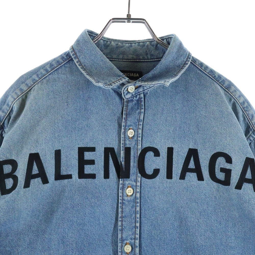 BALENCIAGA(バレンシアガ) 20SS ウォッシュ加工 ロゴ刺繍 デニムシャツ 600280 TYE24 インディゴ