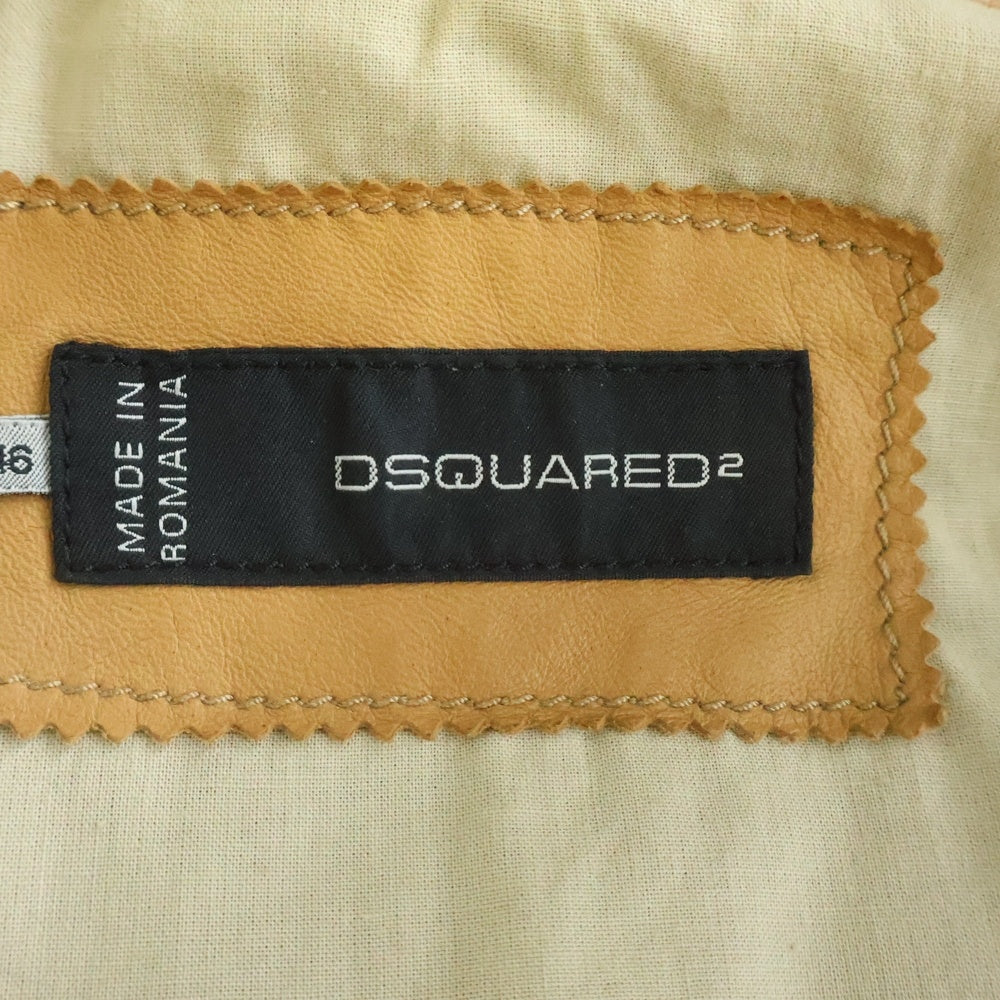 DSQUARED2(ディースクエアード) ショルダーパンチング切替 ダブルジップライダースジャケット キャメル S74AM0372