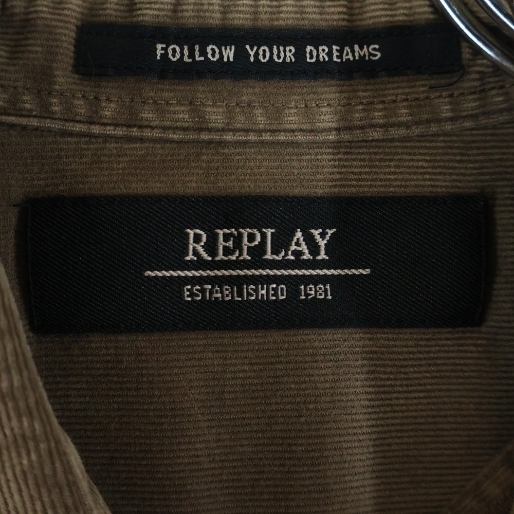 REPLAY(リプレイ) ロゴワッペン コーディロイ 長袖シャツ ベージュ