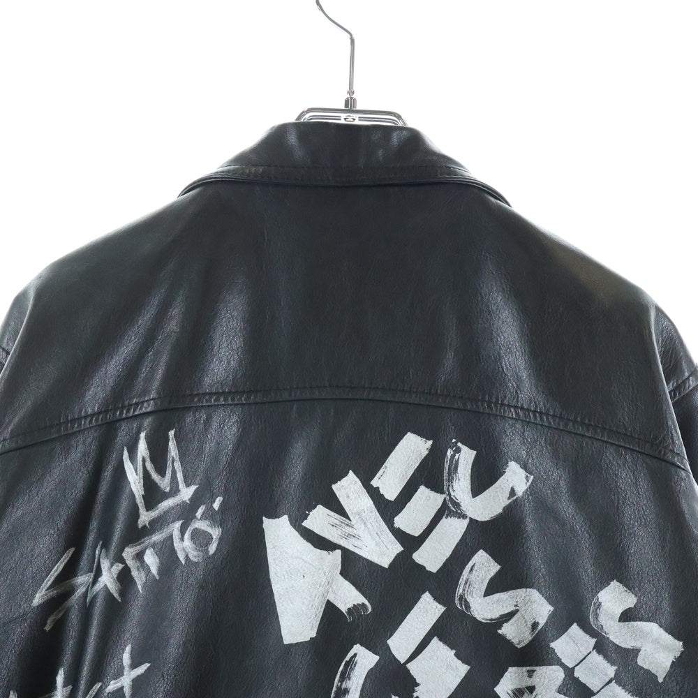 ART COMES FIRST(アートカムズファースト) ×AVEC CES FRERES ダブルライダース ジャケット ブラック