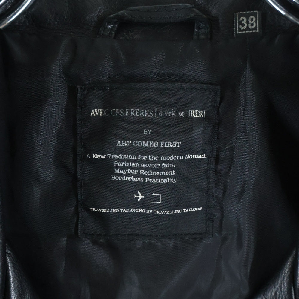 ART COMES FIRST(アートカムズファースト) ×AVEC CES FRERES ダブルライダース ジャケット ブラック