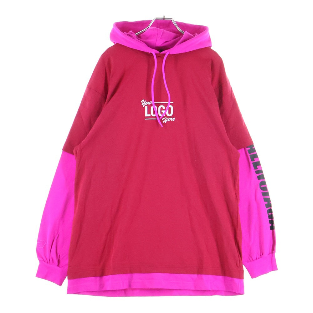 BALENCIAGA(バレンシアガ) Your Logo Here Hooded T-shirt レイヤード カットソーパーカー 578135 レッド/ピンク