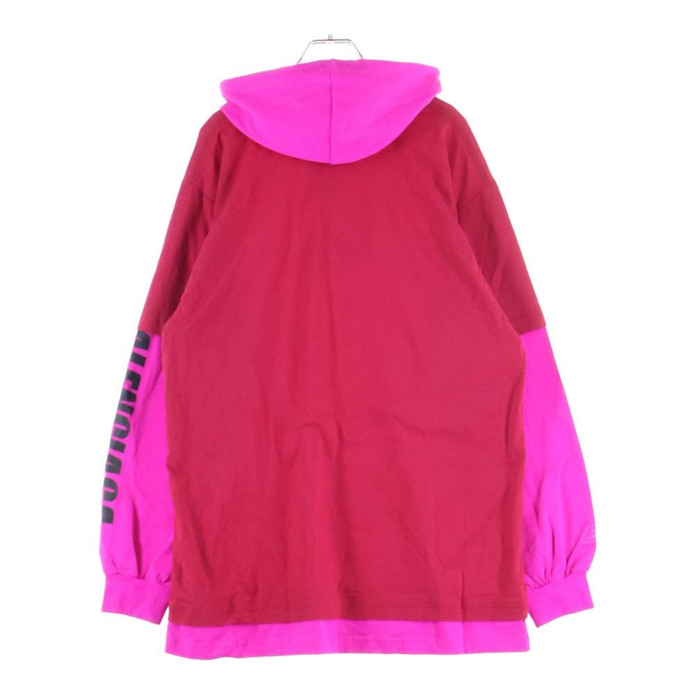 BALENCIAGA(バレンシアガ) Your Logo Here Hooded T-shirt レイヤード カットソーパーカー 578135 レッド/ピンク