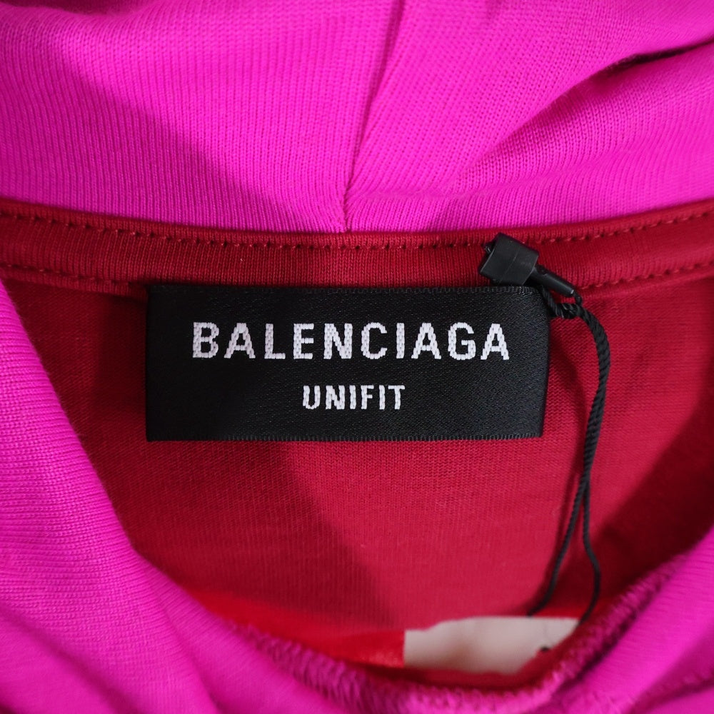 BALENCIAGA(バレンシアガ) Your Logo Here Hooded T-shirt レイヤード カットソーパーカー 578135 レッド/ピンク