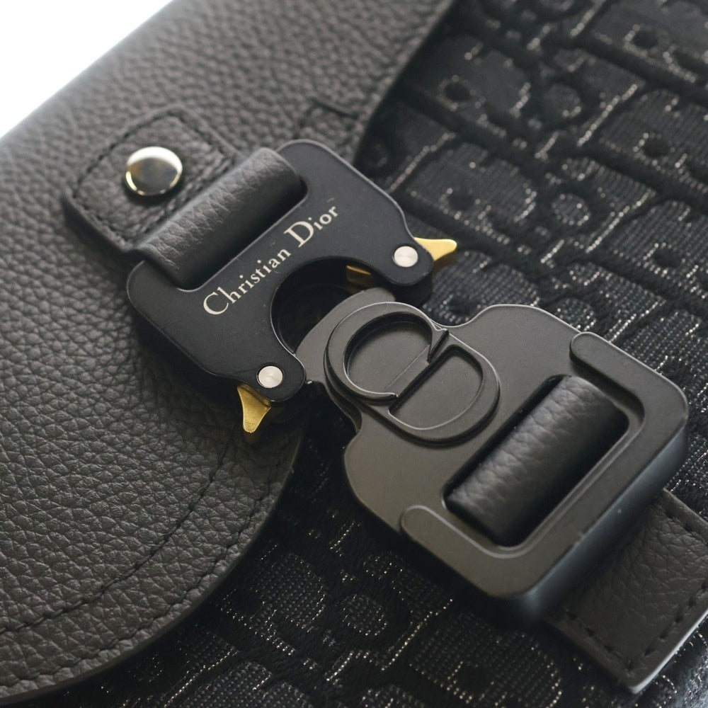 DIOR(ディオール) SADDLE BAG オブリーク メタリックジャガード カーフスキン ショルダー サドルバッグ ブラック