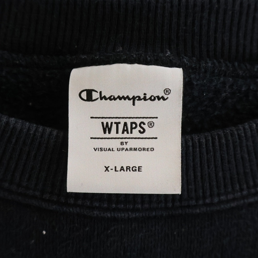 WTAPS(ダブルタップス) ×CHAMPION チャンピオン フロント刺繍 クルーネックスウェットトレーナー ブラック C8-X016