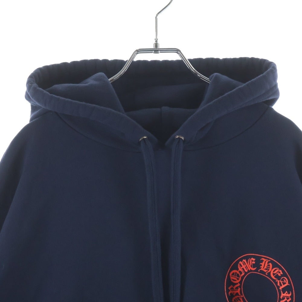 CHROME HEARTS(クロムハーツ) SWTSHRT PLVR バックホースシュー袖フローラルプリント フーディプルオーバーパーカー ネイビー/レッド