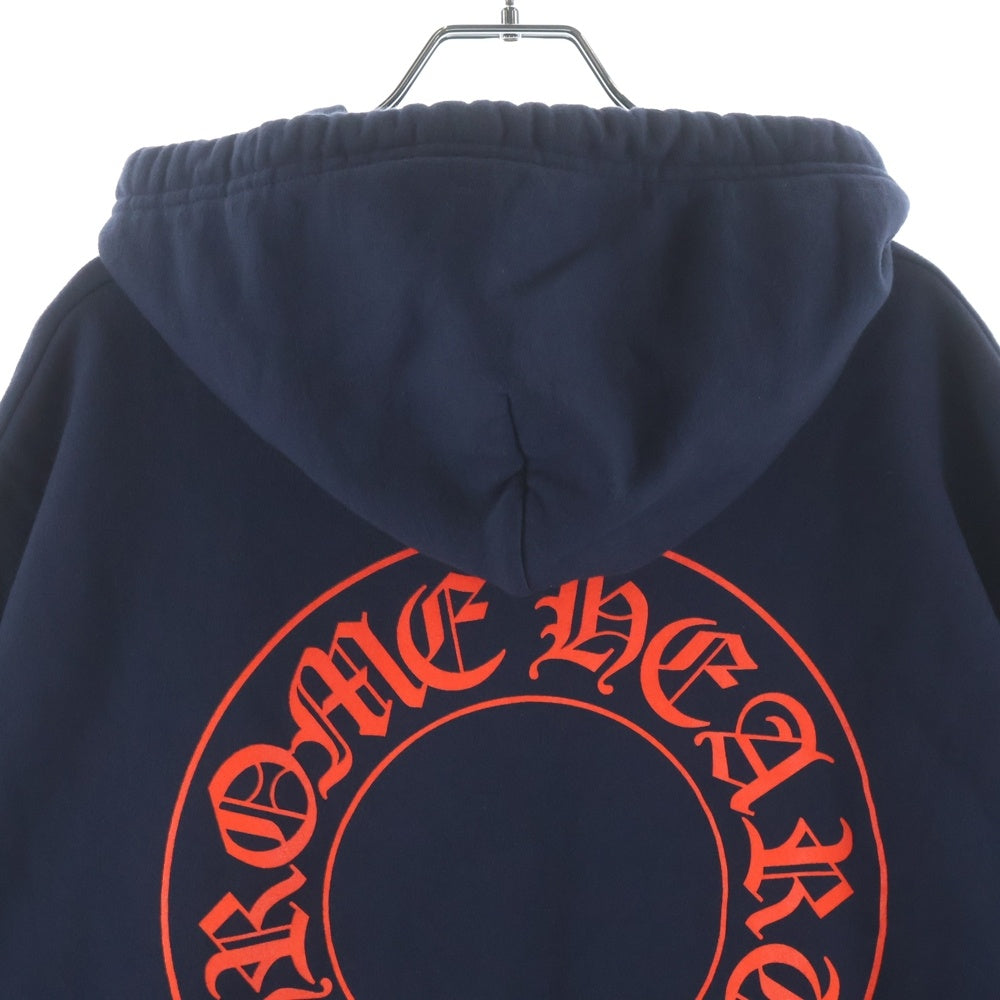 CHROME HEARTS(クロムハーツ) SWTSHRT PLVR バックホースシュー袖フローラルプリント フーディプルオーバーパーカー ネイビー/レッド