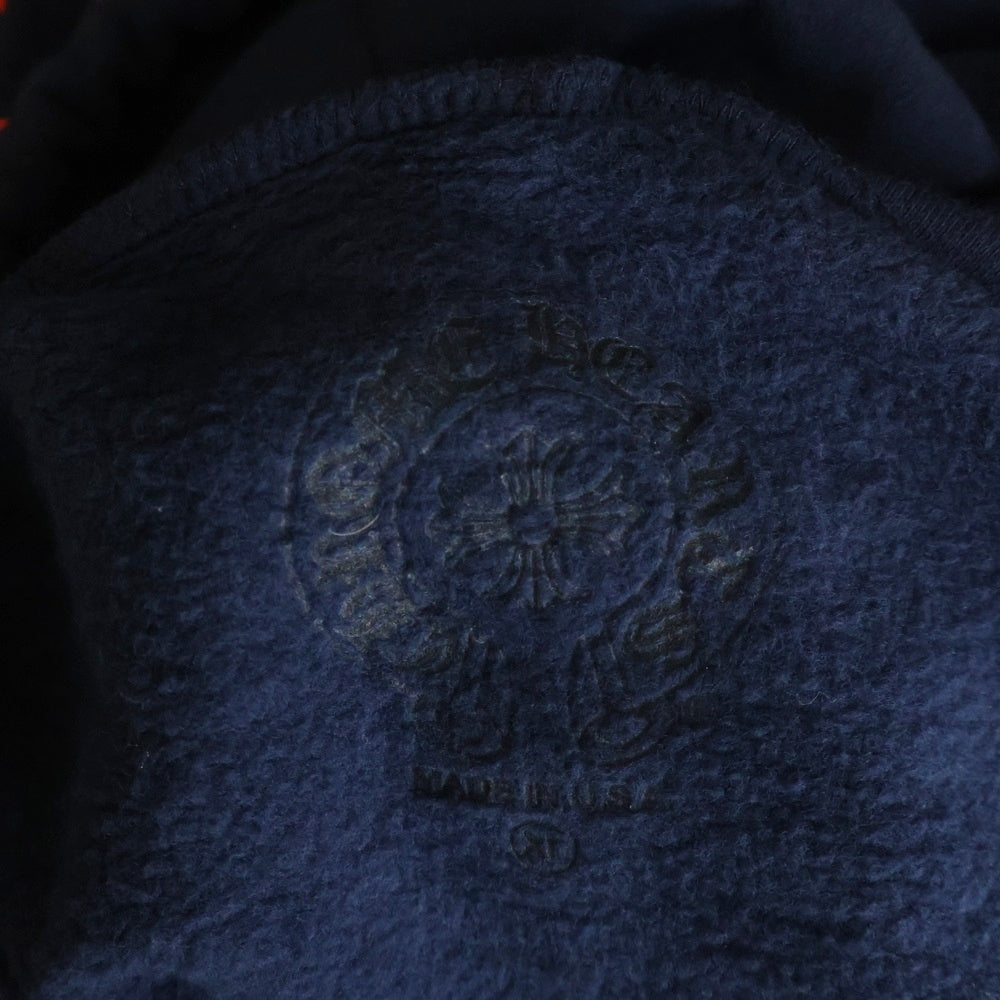CHROME HEARTS(クロムハーツ) SWTSHRT PLVR バックホースシュー袖フローラルプリント フーディプルオーバーパーカー ネイビー/レッド