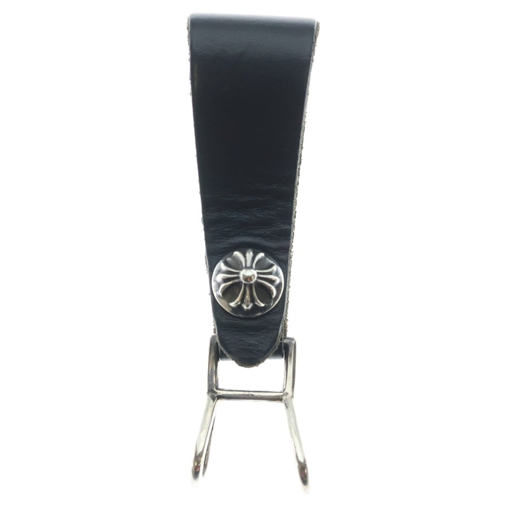 CHROME HEARTS(クロムハーツ) BELT LOOP クロスボールボタンレザーベルトループ シルバー/ブラック BCA397