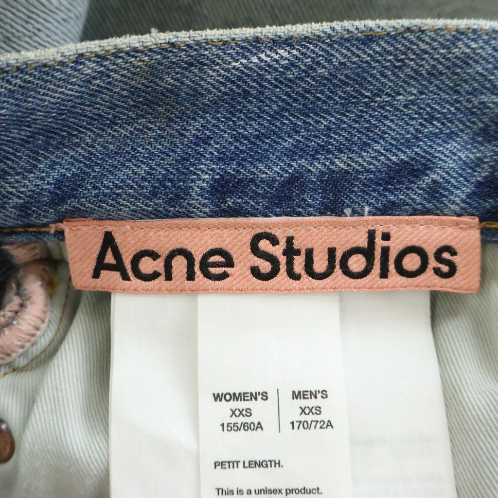 Acne Studios(アクネ ストゥディオズ) レザーパッチポケット ダメージ加工 ルーズフィットデニムパンツ C00101 インディゴ