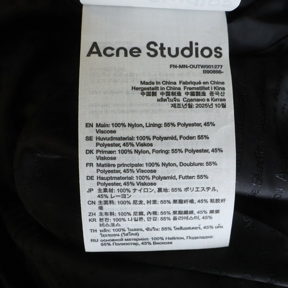 Acne Studios(アクネ ストゥディオズ) バックロゴプリント ジップアップ テクニカルナイロンジャケット B90866 ブラック