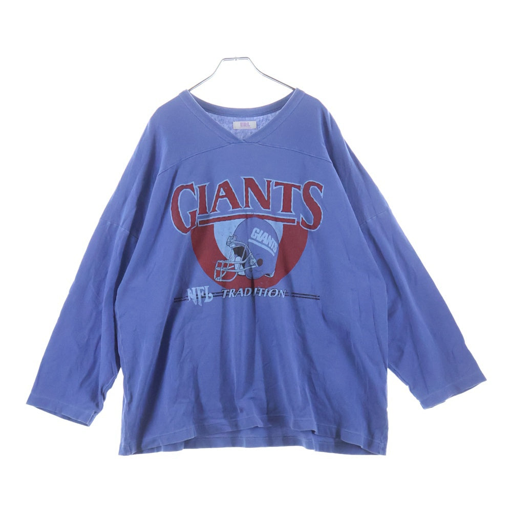 ERL(イーアールエル) Oversized Printed Cotton Jersey Vネック オーバーサイズ フロントプリント ロングスリーブTシャツ ブルー