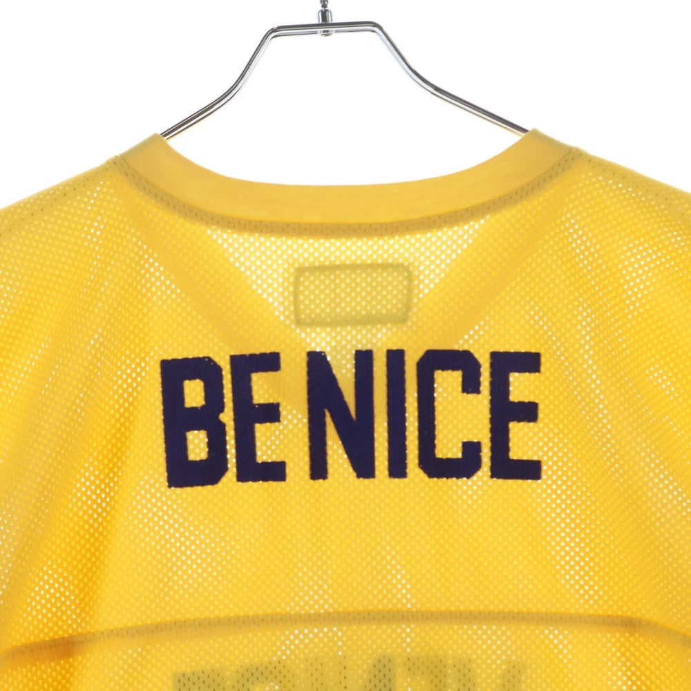 ERL(イーアールエル) Venice 76 Knit Football Top Vネック フットボール メッシュ半袖シャツ イエロー ERL10-T014