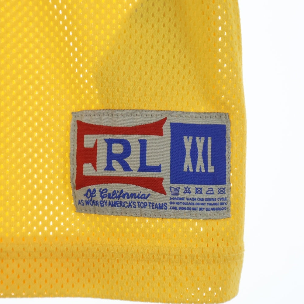 ERL(イーアールエル) Venice 76 Knit Football Top Vネック フットボール メッシュ半袖シャツ イエロー ERL10-T014