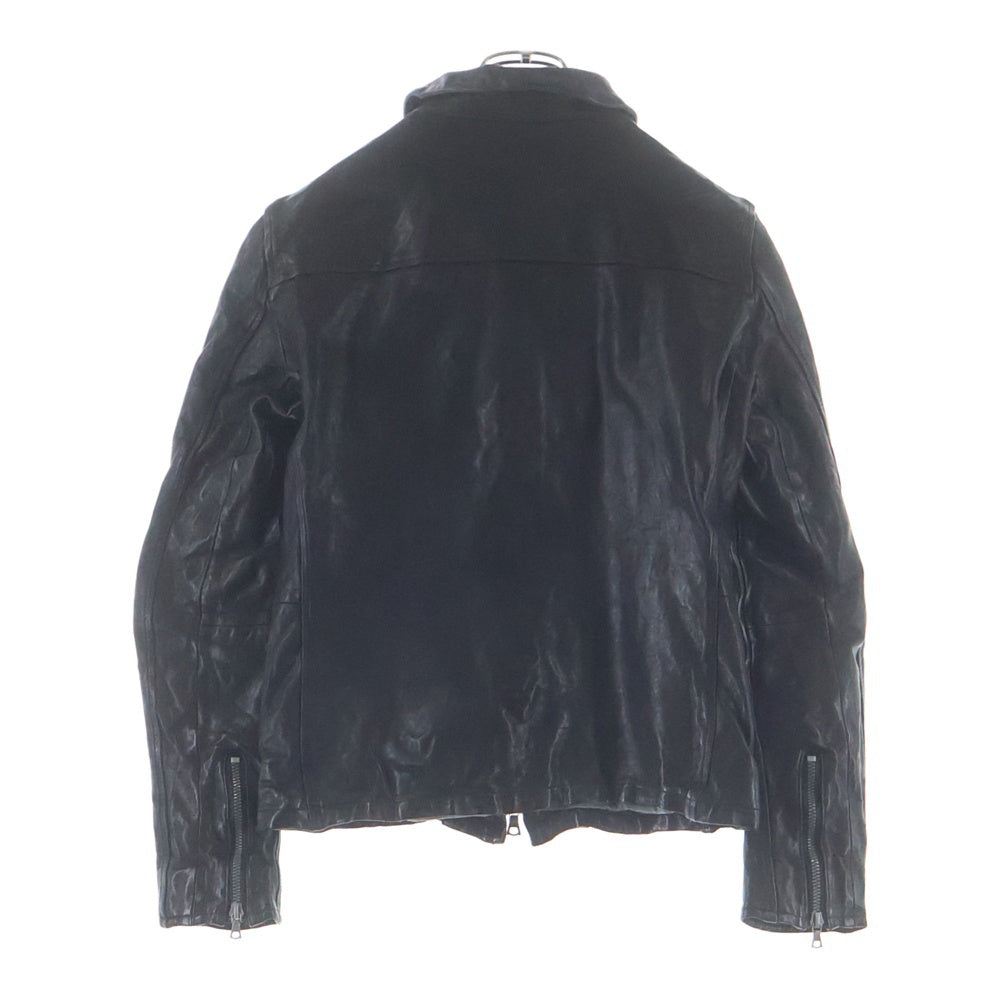 BACK LASH(バックラッシュ) 13AW ベルギーショルダー製品染め 襟付きシングルライダース レザージャケット ブラック 1295-02