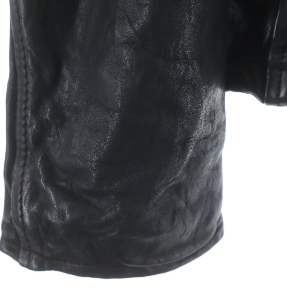 BACK LASH(バックラッシュ) 13AW ベルギーショルダー製品染め 襟付きシングルライダース レザージャケット ブラック 1295-02