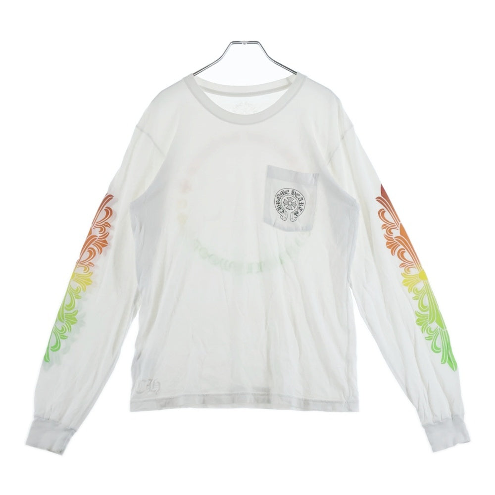 CHROME HEARTS(クロムハーツ) Back Grad Circle Logo L/S Tee バックグラデーションサークルロゴ 袖フローラル 408129112-731 ロングスリーブカットソー ホワイト