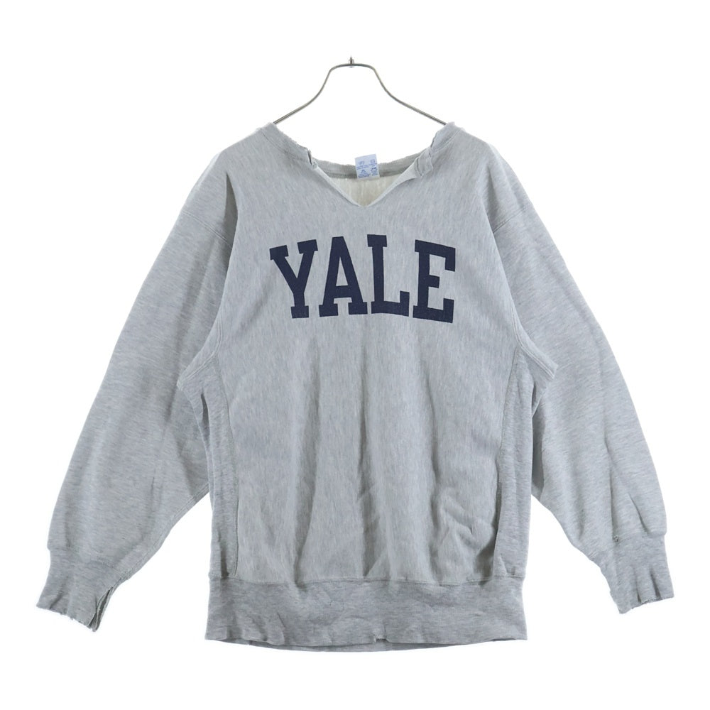 CHAMPION(チャンピオン) 90s USA製 YALE REVERSE WEAVE リバースウィーブ 首カット クルーネックスウェット グレー