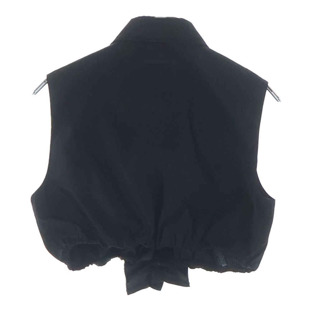PRADA(プラダ) 22SS Re-Nylon ギャバジンノースリーブ クロップドトップナイロンシャツ 240714-1WQ8 ブラック レディース
