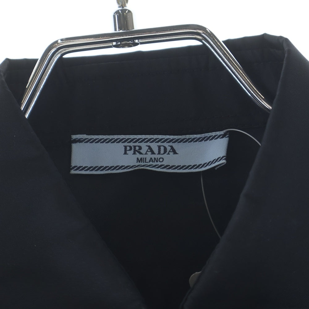 PRADA(プラダ) 22SS Re-Nylon ギャバジンノースリーブ クロップドトップナイロンシャツ 240714-1WQ8 ブラック レディース