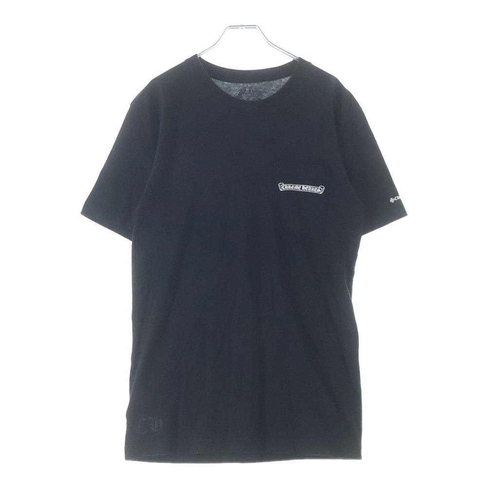 CHROME HEARTS(クロムハーツ) バックスクロールラベルプリント 胸ポケット 半袖Tシャツ カットソー ブラック