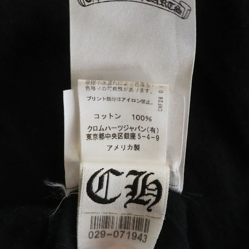 CHROME HEARTS(クロムハーツ) バックスクロールラベルプリント 胸ポケット 半袖Tシャツ カットソー ブラック