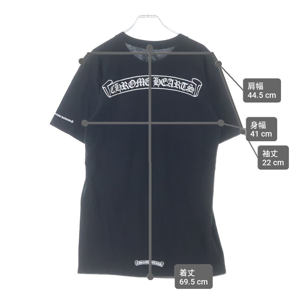 CHROME HEARTS(クロムハーツ) バックスクロールラベルプリント 胸ポケット 半袖Tシャツ カットソー ブラック