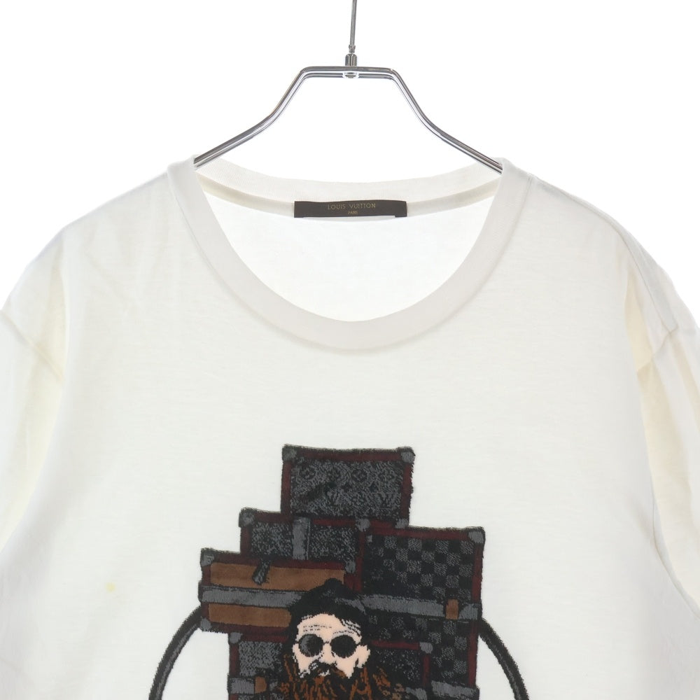 LOUIS VUITTON(ルイヴィトン) 14AW Velvet Luggage Traveler ベルベットラゲージトラベラー RM142 H6Y62WJUS クルーネックTシャツ ホワイト