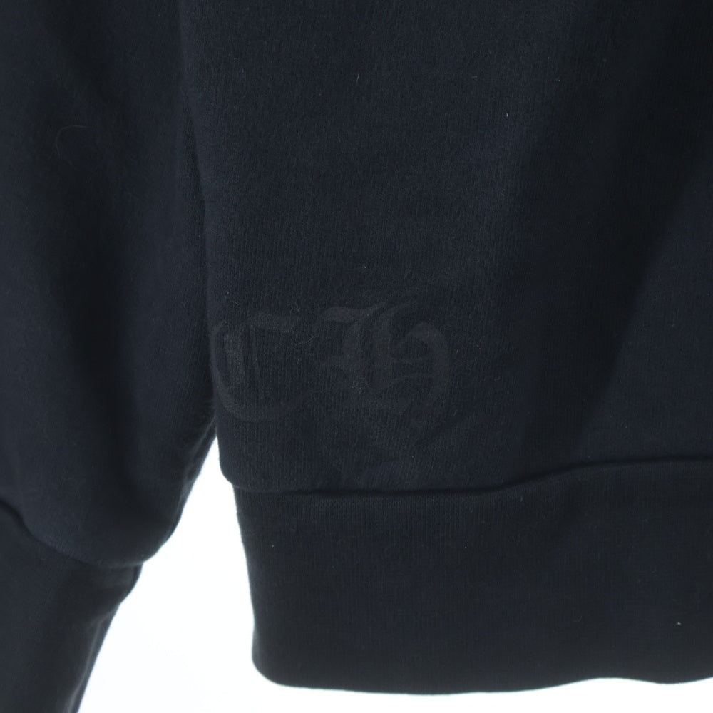 CHROME HEARTS(クロムハーツ) HORSESHOE CREW SWEATSHIRT ホースシュープリント 袖フローラル クルーネックスウェットトレーナー ブラック