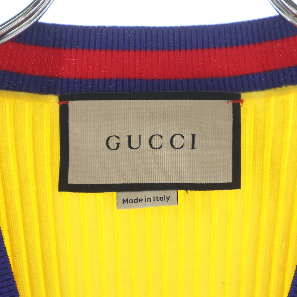 GUCCI(グッチ) ストレッチビスコース クロップド Vネックニット 756271 XKC71 イエロー レディース