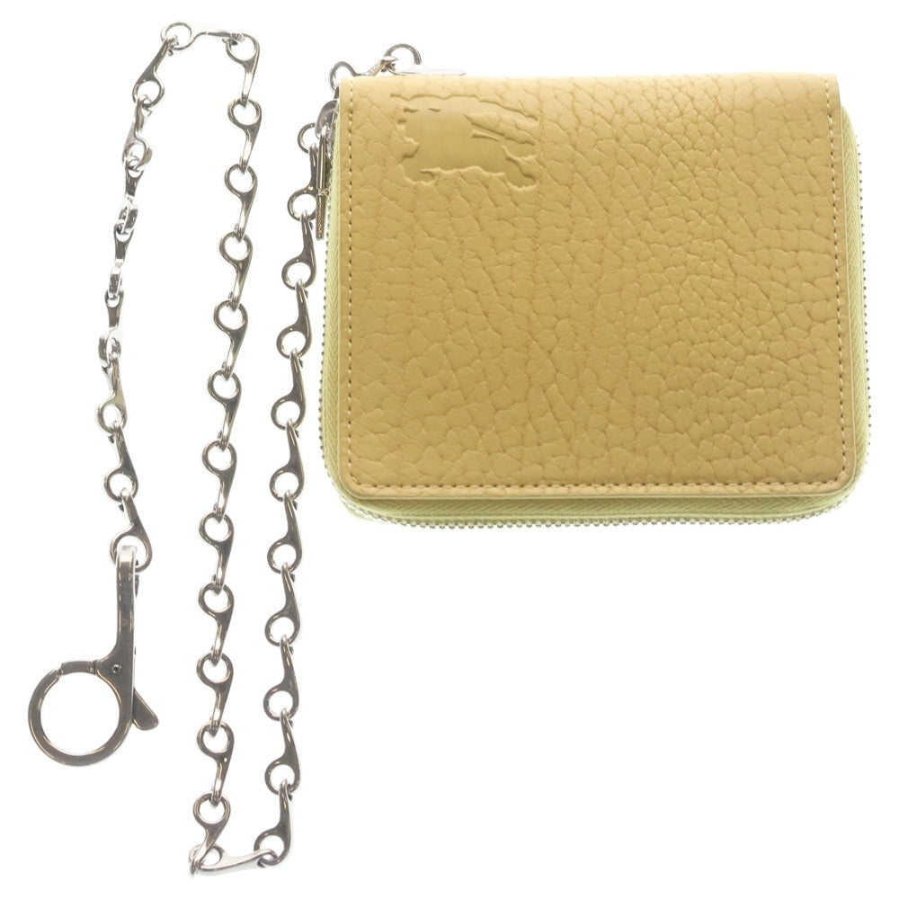BURBERRY(バーバリー) VIA MANZONI CHAIN WALLET ラウンドファスナー エンボスレザー 財布 イエロー レディース