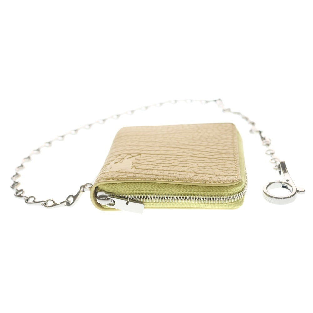 BURBERRY(バーバリー) VIA MANZONI CHAIN WALLET ラウンドファスナー エンボスレザー 財布 イエロー レディース