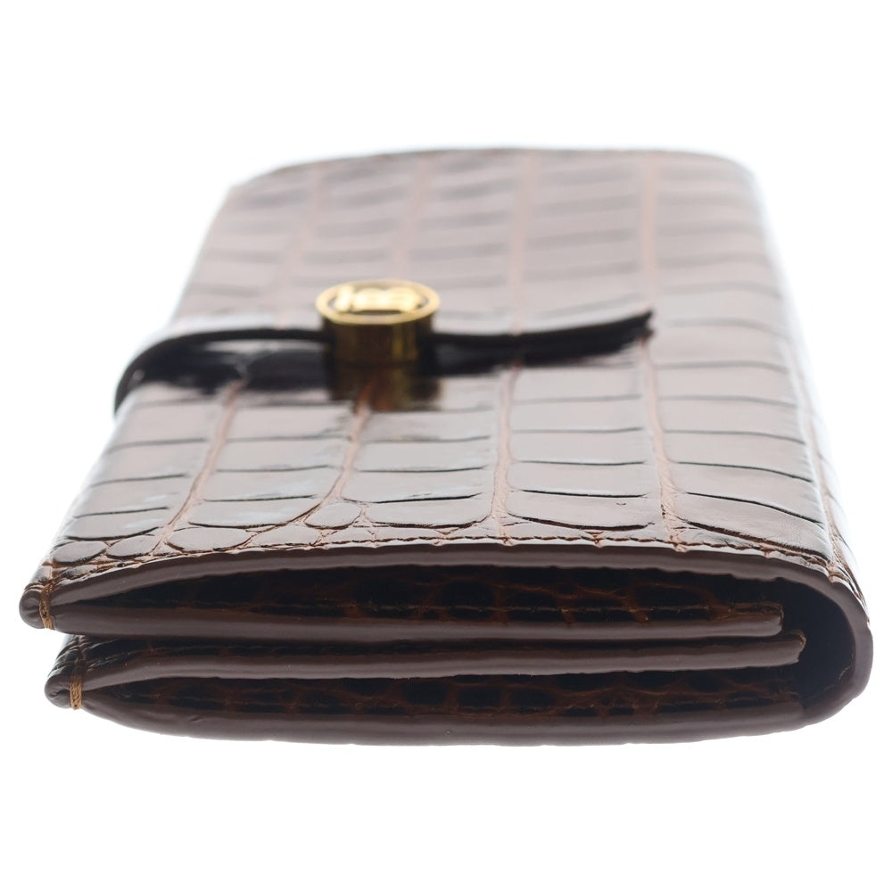 BURBERRY(バーバリー) TB金具 クロコダイル 二つ折り 長財布 ブラウン