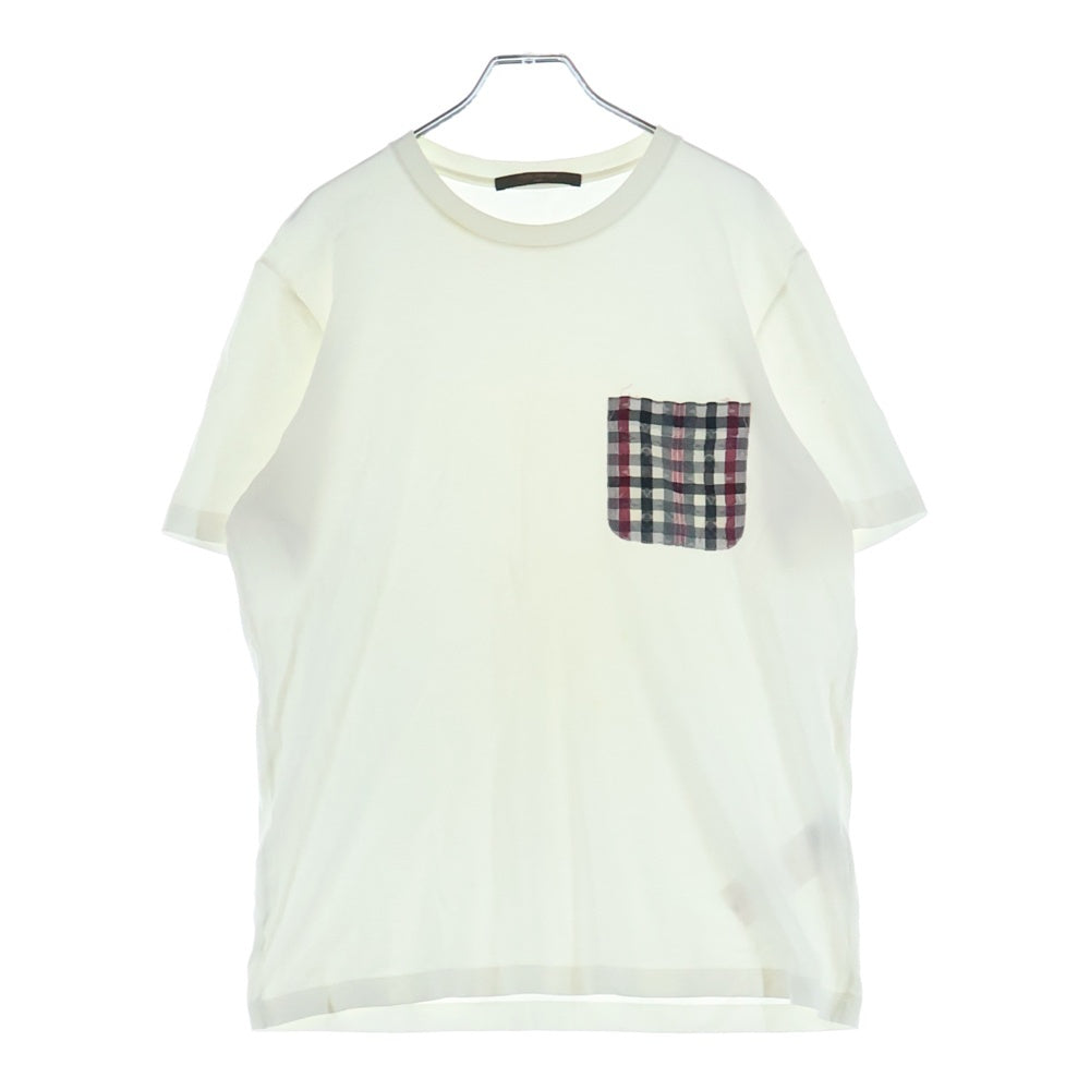 LOUIS VUITTON(ルイヴィトン) モノグラム チェックポケット シルク混 RM151M H7Y20WCMS クルーネックTシャツ ホワイト