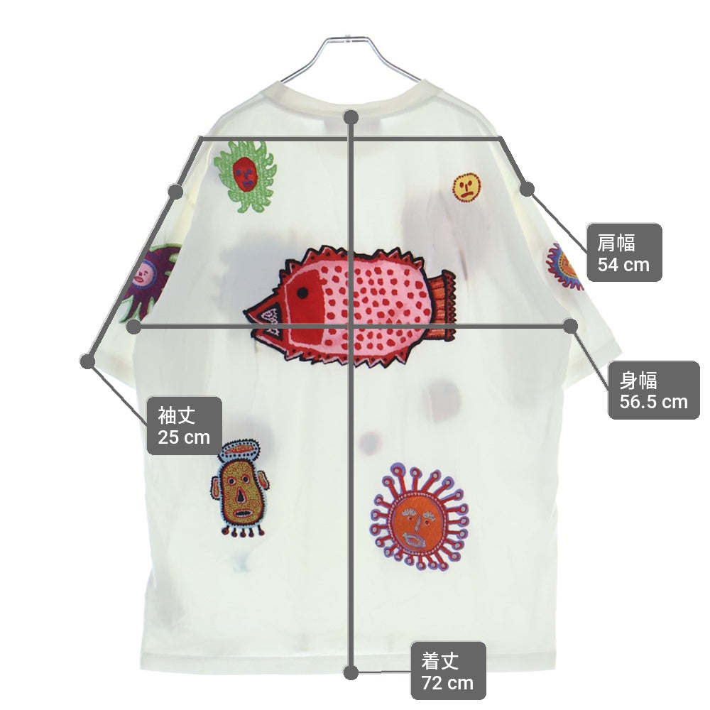 LOUIS VUITTON(ルイヴィトン) 23AW Yayoi Kusama 草間彌生 LVロゴ 刺繍 RM232H NPG HOY36W クルーネックTシャツ ホワイト