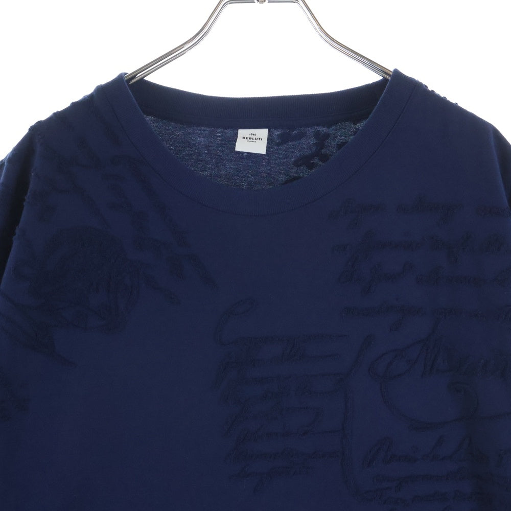 Berluti(ベルルッティ) Calligraphy Jacquard Tee カリグラフィ ジャガード クルーネックTシャツ ネイビー